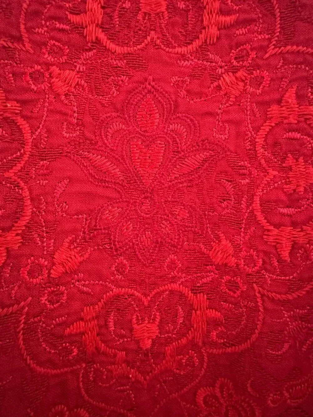 Coldwater Creek Red Jacquard Button Jacket Size 14 Blazer Pockets Coat Holiday